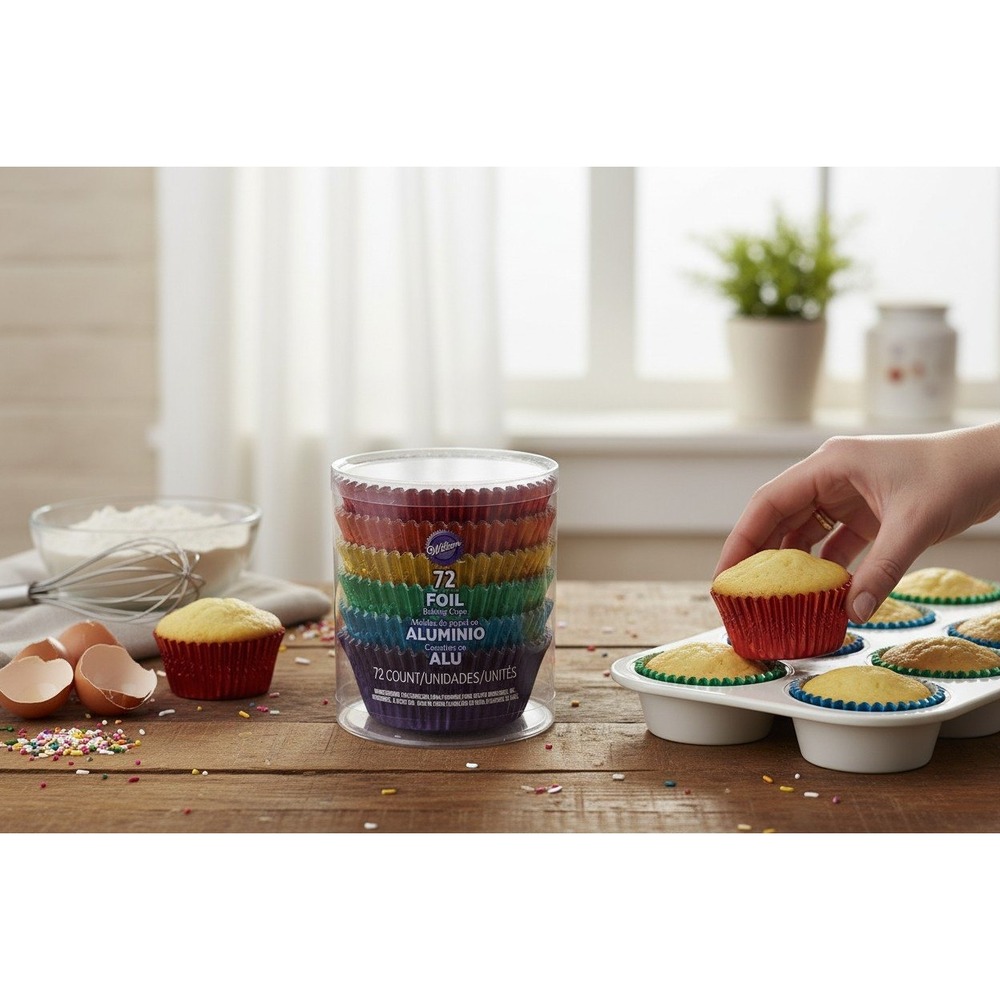 Wilton Foil Baking Cups Unisex OS Rainbow Brand New 3-Pack 216ct Standard Liners